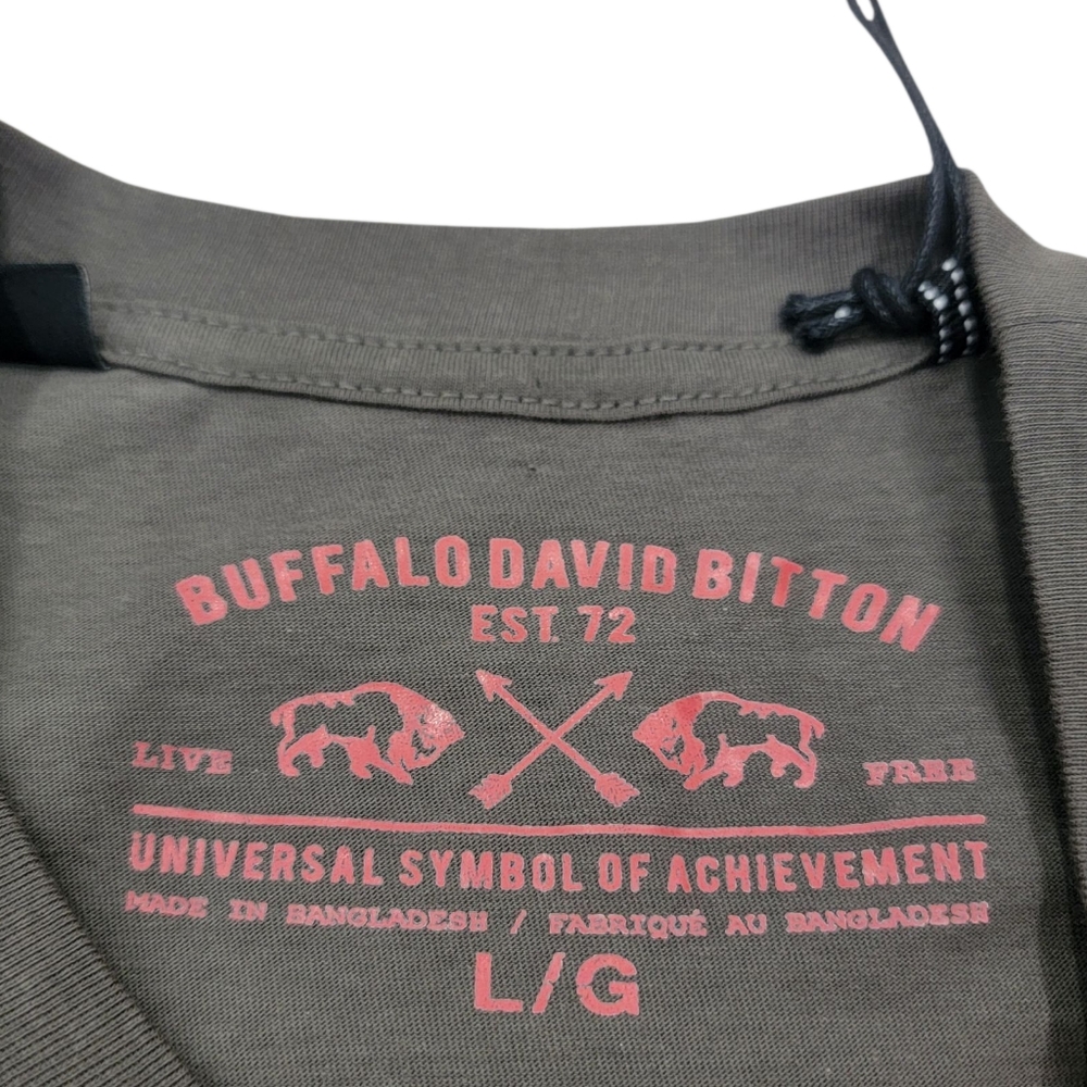 BUFFALO David Bitton Cotton Logo Tee Vintage Wash Brown Crewneck T-shirt Men's L - Picture 9 of 16